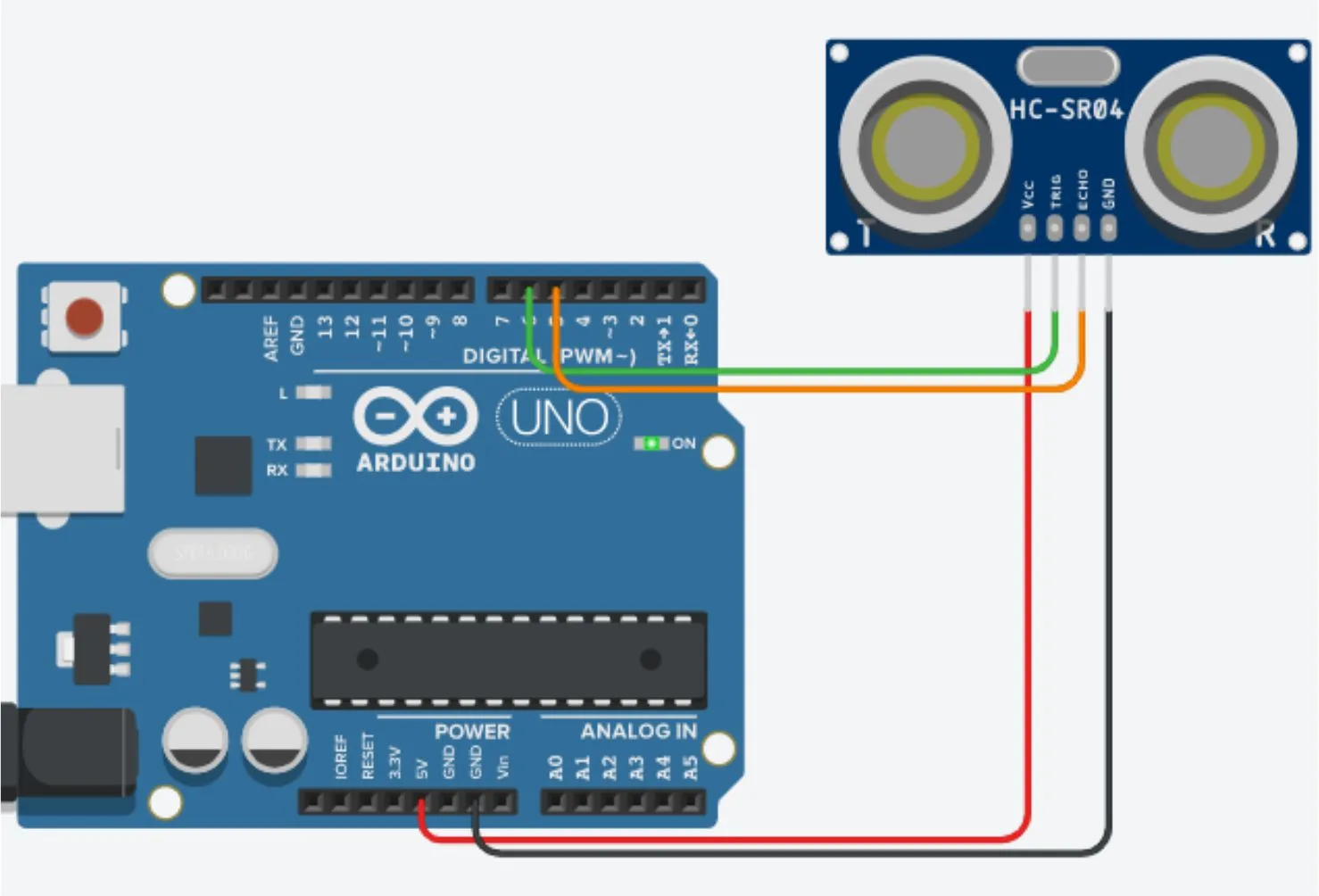 rangkaian sensor ultrasonik arduino